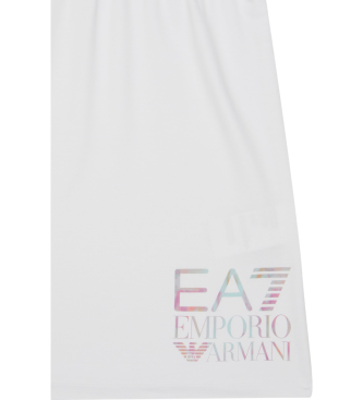 EA7 Graficzna sukienka w kolorze białym