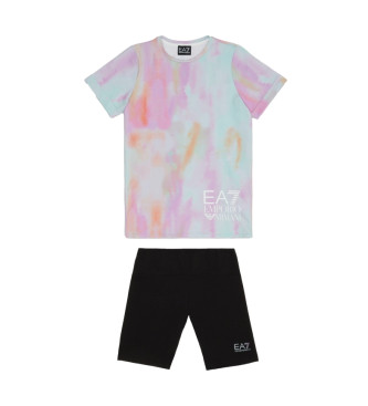 EA7 Set di maglietta e calzamaglia da ciclismo della serie grafica multicolore