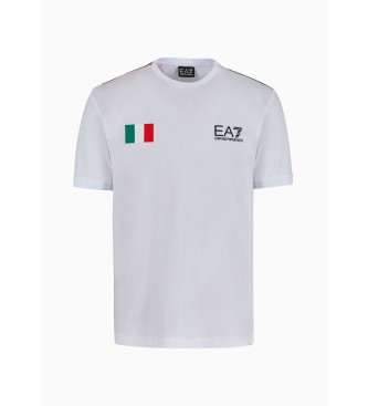 EA7 T-shirt bianca con bandiera della serie grafica Train