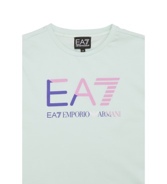 EA7 Vlak Logotip Serija dekliška majica Tee Crop turkizna