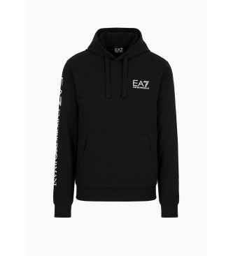 EA7 Logo Series sweatshirt med huva i bomull svart