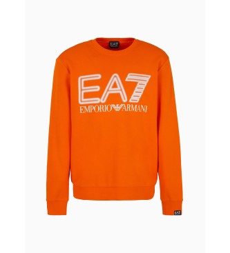EA7 Felpa girocollo con logo arancione