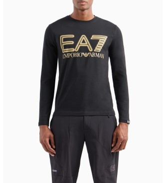 EA7 Logo Series Langarm T-Shirt in bergre schwarz
