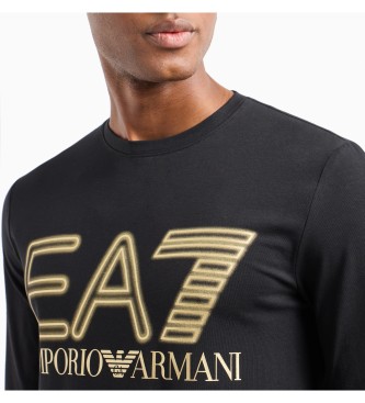 EA7 Logo Serie Lange Mouw Oversized T-shirt zwart
