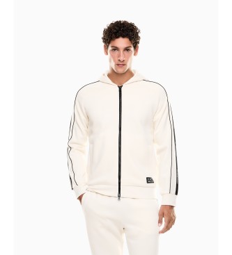 EA7 Sweat-shirt en coton-blend Logo Series blanc cass�