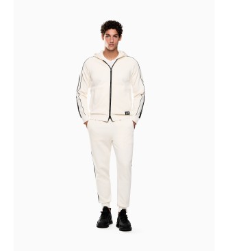 EA7 Sweat-shirt en coton-blend Logo Series blanc cass�