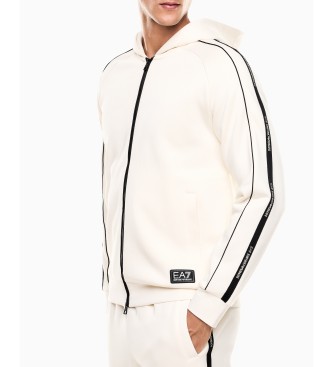 EA7 Sweat-shirt en coton-blend Logo Series blanc cass�
