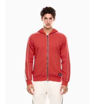 EA7 Hoodie met rits Logo Serie rood