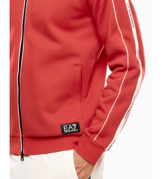 EA7 Hoodie met rits Logo Serie rood