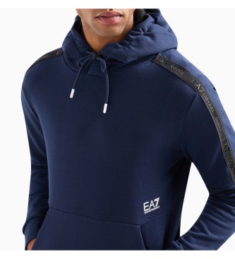 EA7 Sweat-shirt en coton bleu marine