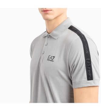 EA7 Szara bawełniana koszulka polo z serii Logo
