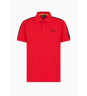 EA7 Logo Series cotton polo shirt red
