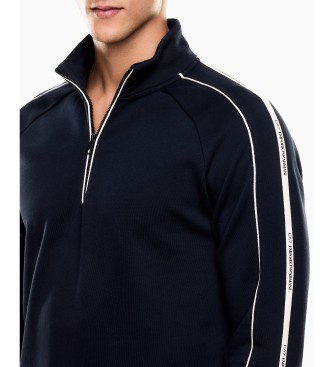 EA7 Logo Series sweat-shirt en coton mlang bleu marine