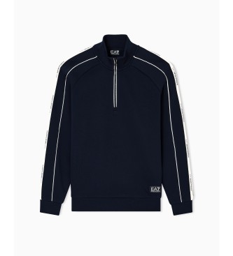 EA7 Logo Series sweat-shirt en coton mlang bleu marine