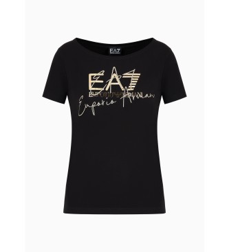 EA7 Logo Series Rundhals-T-Shirt schwarz
