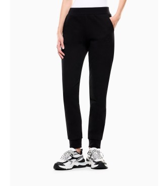 EA7 Pantalón elástico Logo Series con puños negro