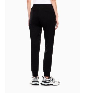 EA7 Pantalón elástico Logo Series con puños negro