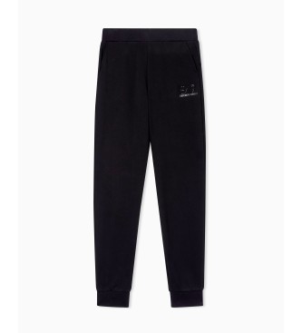 EA7 Pantalón elástico Logo Series con puños negro