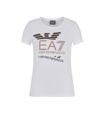 EA7 T-shirt bianca con logo del treno