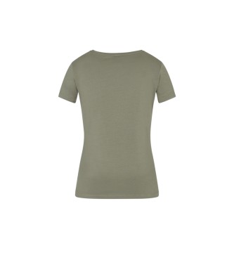 EA7 T-shirt verde estampada com o logtipo da srie