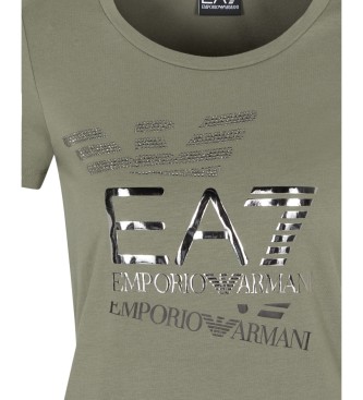 EA7 T-shirt verde estampada com o logtipo da srie