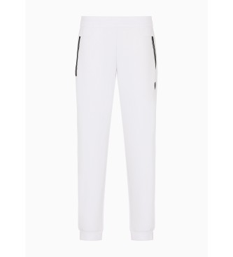 EA7 Pantaloni bianchi con cerniera Premium
