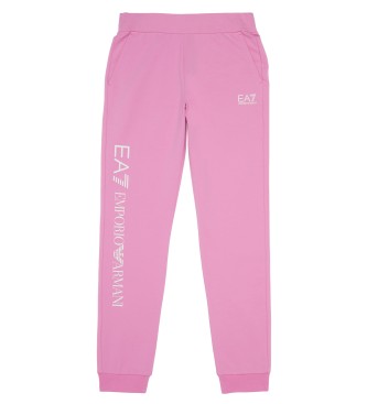 EA7 Pantaloni lucidi per ragazza con treno rosa