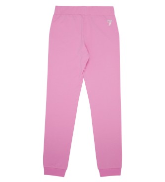 EA7 Pantaloni lucidi per ragazza con treno rosa