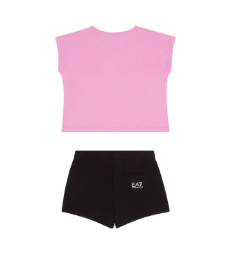 EA7 Glnsande rosa set med t-shirt och shorts