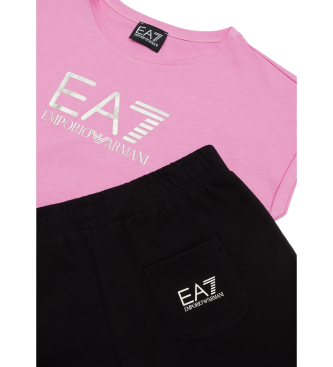 EA7 Glnsande rosa set med t-shirt och shorts