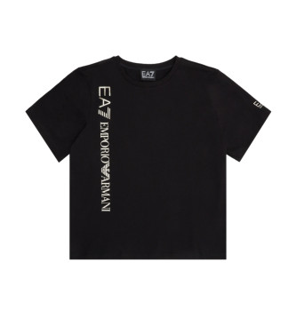EA7 Glimmend T-shirt met uitgebreid logo zwart