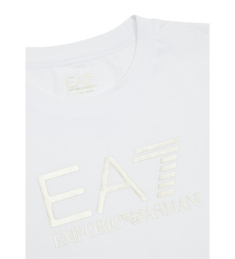 EA7 Błyszcząca koszulka z krótkim rękawem biała