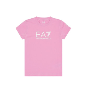EA7 Błyszcząca różowa koszulka z krótkim rękawem
