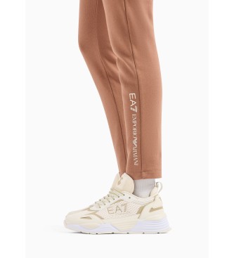 EA7 Shiny Extended Logo Trousers brown