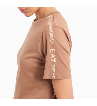EA7 Glnzendes verlngertes Logo-T-Shirt braun
