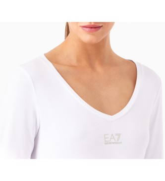 EA7 Bleščeča majica z dolgimi rokavi bela