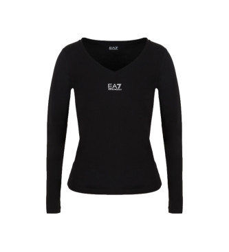 EA7 T-shirt de manga comprida brilhante preta
