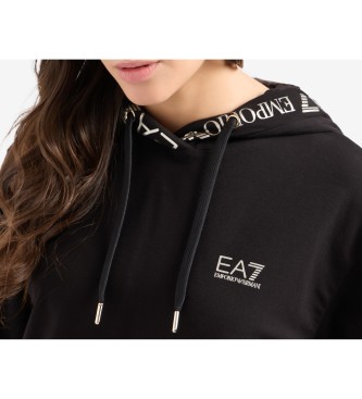 EA7 Stretch cotton tracksuit bottoms with black logo tape detail