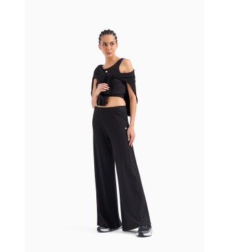 EA7 Black pleated stretch cotton tracksuit bottoms