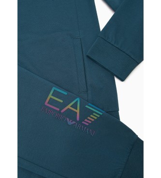 EA7 Bombažna športna obleka Visibility modra
