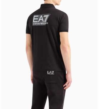 EA7 Widoczna koszulka polo z czarnej elastycznej bawełny