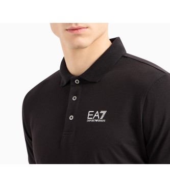 EA7 Poloshirt Visibility aus schwarzer Stretch-Baumwolle