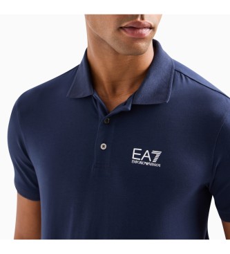 EA7 Widoczna koszulka polo z granatowej elastycznej bawełny
