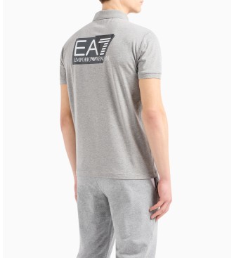 EA7 Koszulka polo Visibility z szarej elastycznej bawełny