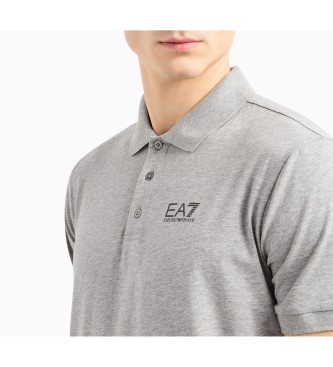 EA7 Zichtbaarheid Poloshirt in grijs stretch katoen