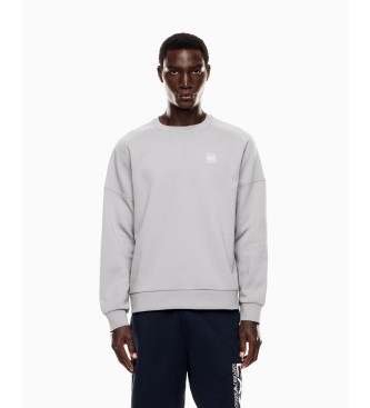 EA7 Sweat-shirt de visibilit en coton mlang gris