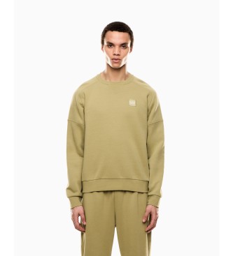 EA7 Sweat-shirt de visibilit en coton mlang beige