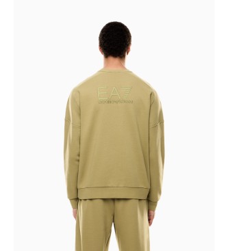 EA7 Sweat-shirt de visibilit en coton mlang beige