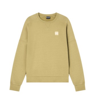 EA7 Sweat-shirt de visibilit en coton mlang beige