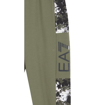 EA7 Green printed tracksuit bottoms